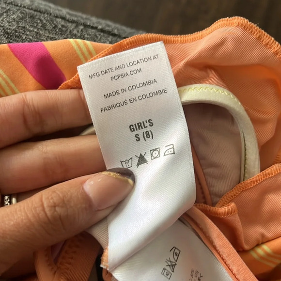 s1 Patagonia girls striped ruffle bikini top size small/8 - Picture 3 of 4